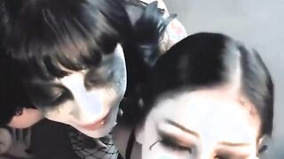 blowjob intense halloween orgy with 3 tattooed teens