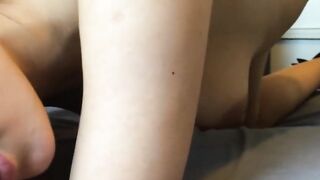 Dark Hair sexy fingering her shaved cunt to orgasm