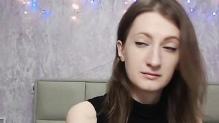 Brunette babe strips to bra on webcam solo show
