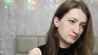 Brunette babe strips to bra on webcam solo show