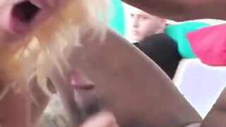 blowjob enjoying sex session at the club with strangers sex