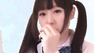 Japanese 18yo idol in uniform satisfies her fan