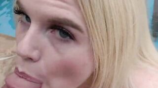 Cute Exhibitionist (Nikki Sweets) Gets Embarrassed After Being Caught Sneaking Into Neighbor's Pool