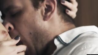 Cute sluts can't wait to ride her boyfriend's hard penis, so horny