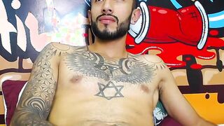 Impressive Latin tattoo stroking cock Part 5