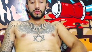 Impressive Latin tattoo stroking cock Part 5