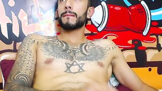 Impressive Latin tattoo stroking cock Part 5