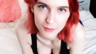 Redhead Blowjob Big Cock POV and Cum on Natural Tits