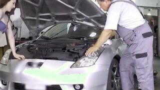 GrandpasFuckTeens Bored Barely Legal Takes It Doggy Style By The Old Car Mechanic
