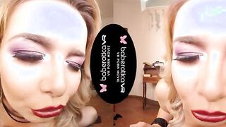Solo blonde woman, Nikky Dream is masturbating, in VR