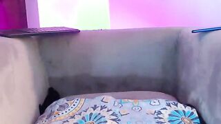 Latina strips thin panties and masturbates on webcam