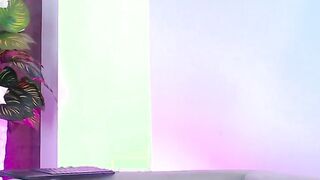 Latina strips thin panties and masturbates on webcam