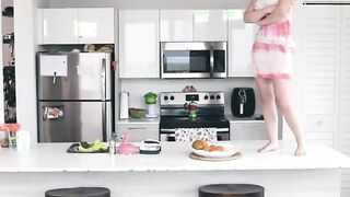 creampie  tiny blonde beauty chokes on a huge cock