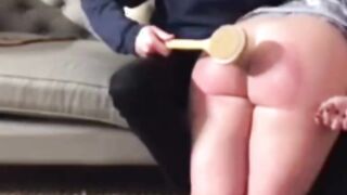 spanking stepdaughter's round ass with a laddle