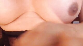 Huge tits Asian trans jerks off on webcam