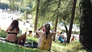 Candid 19 Year Old with tight ass, two young Girls changing clothes