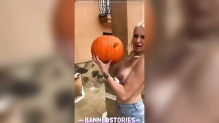 Pumpkin Smashing with Blonde Long Hooters KENZIE TAYLOR for Halloween
