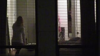 Window Peep Dark Hair Changing with Friends Voyeur