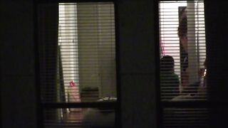 Window Peep Dark Hair Changing with Friends Voyeur