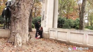 She gets boned all around Madrid in public places