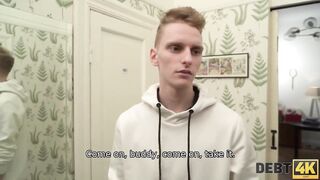 DEBT4k. Unexpected dominant anal sex with obedient poor lassie