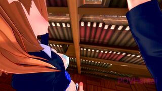 Love Live Honoka Kousaka studying into the library