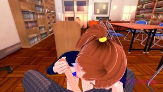 Love Live Honoka Kousaka studying into the library