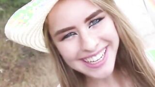 cumshot petite blonde teen fucked by stranger outdoors for money pov