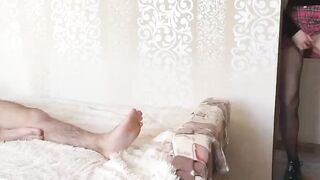 My girlfriend caught me jerking off and helped me cum