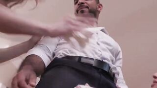BOSS GETS BLOWJOBS AND ANAL RODE BY THREESOME TS GIRLFRIENDS