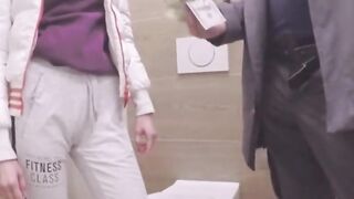 creampie petite blonde teen fucked for cash in public restroom pov