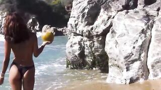 Tiny Mexican teen naked on the beach
