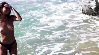 Tiny Mexican teen naked on the beach
