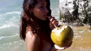 Tiny Mexican teen naked on the beach