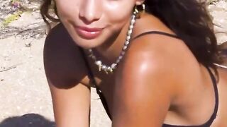 Tiny Mexican teen naked on the beach