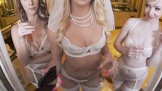 The bride, Tiffany Watson, and her bridesmaids, Cadence Lux & Talia Hanson, have some sensual fun with their butler before the wedding
