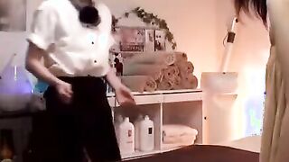 Japanese pretty teen enjoys her beauty treatment