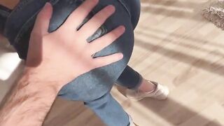 Gave An Ass Massage To A Student In Jeans.