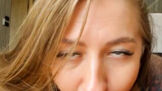 Tattooed Blonde Deepthroats a Huge Dick and Swallows Cum