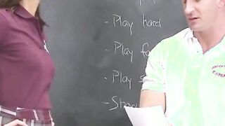 creampie skinny high school teen fucked to orgasm by coach in class