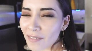 cumshot  beautiful girl sucks off a big cock