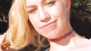 creampie petite blonde teen fucked by stranger outdoors for cash pov