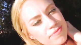 creampie petite blonde teen fucked by stranger outdoors for cash pov