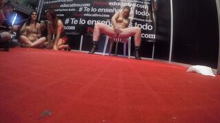 Pamela Sanchez squirts into front of group fans inside barcelona