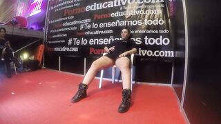 Pamela Sanchez squirts into front of group fans inside barcelona
