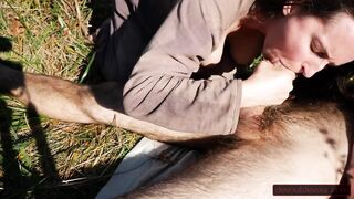 Public Oral Sex by cougar Ends with Hand Job Squeezing out every