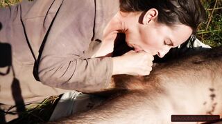 Public Oral Sex by cougar Ends with Hand Job Squeezing out every