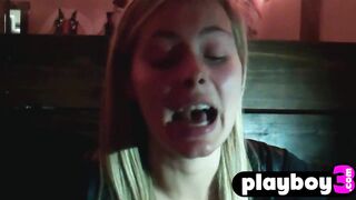 Nice blonde Bae Amanda Streich exposes sweet big jugs after