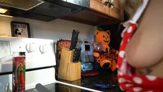 Cutie Milf makes Pizza. Vagina and Butt Exposed