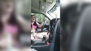 Public masturbation into a sports car at the park